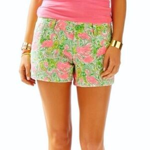 Lilly Pulitzer Callahan Shorts Pink Flamingo Floral 5"